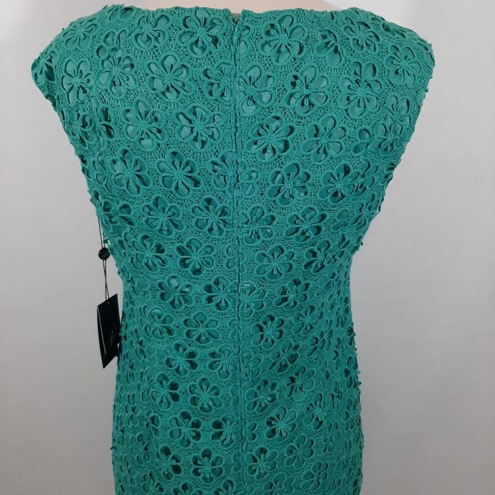 NWT Adriana Papell lace overlay turquoise blue dress 10 - Picture 5 of 15